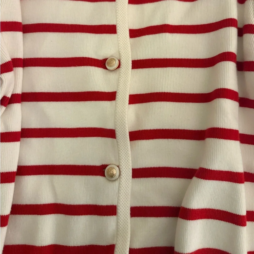 Boutique Red and White Striped Cardigan - Picture 3 of 4